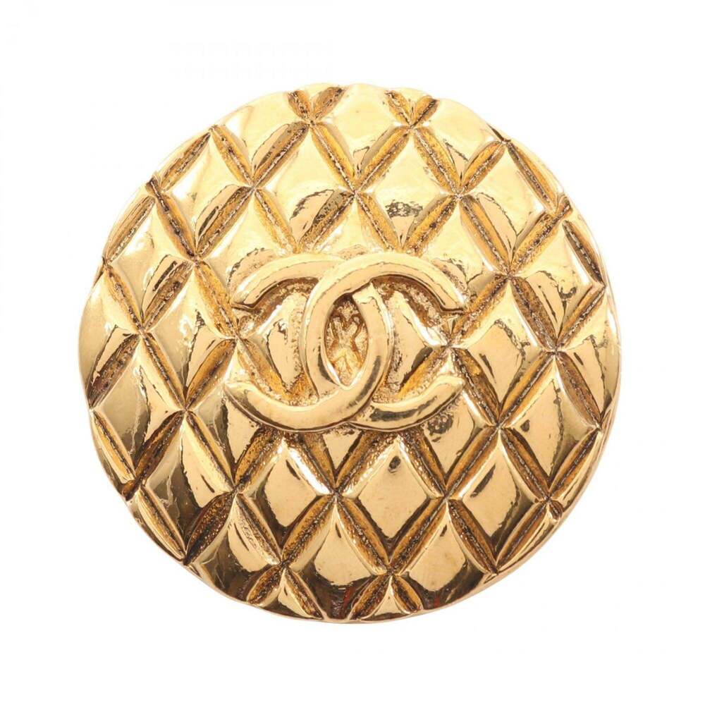 CHANEL Authentic Gold Logo Brooch